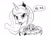 Size: 900x646 | Tagged: safe, artist:mrs1989, princess luna, alicorn, pony, turtle, g4, dialogue, female, holding, korean, looking at you, mare, monochrome, simple background, sketch, solo, speech bubble, talking to viewer, translation request, white background