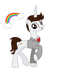 Size: 3649x4417 | Tagged: safe, artist:darbypop1, pony, unicorn, g4, pee-wee herman, ponified, simple background, solo, transparent background, tribute
