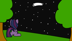 Size: 1920x1080 | Tagged: safe, artist:icycrymelon, twilight sparkle, pony, unicorn, g4, butt, female, mare, night, plot, solo, tree