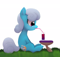 Size: 2158x2048 | Tagged: safe, artist:mandumustbasukanemen, linky, shoeshine, earth pony, pony, g4, cute, drink, drinking, female, glass, juice, mare, simple background, sitting, solo, straw, white background