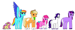 Size: 2103x843 | Tagged: safe, artist:coolgear10, applejack, fluttershy, pinkie pie, rainbow dash, rarity, twilight sparkle, earth pony, pegasus, pony, unicorn, g4, applejack's hat, bow, butterfly wings, clothes, cloven hooves, cowboy hat, deer tail, deerified, diverse body types, feathered fetlocks, female, flower, flower in hair, flutterdeer, glasses, goggles, hair bow, hat, height difference, hoof polish, horseshoes, leonine tail, mane six, petiteshy, redesign, scarf, simple background, smolshy, species swap, tail, tallerdash, transparent background, unicorn twilight, wings