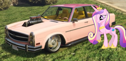 Size: 1008x488 | Tagged: safe, artist:didgereethebrony, part of a set, screencap, princess cadance, alicorn, pony, g4, 1000 years in photoshop, car, concave belly, grand theft auto, gta online, slender, solo, thin
