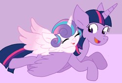 Size: 1120x766 | Tagged: safe, artist:cmara, princess flurry heart, twilight sparkle, alicorn, pony, g4, aunt and niece, auntie twilight, baby, baby pony, cute, digital art, duo, duo female, eyes closed, female, filly, flurrybetes, foal, mare, open mouth, open smile, smiling, twiabetes, twilight sparkle (alicorn)
