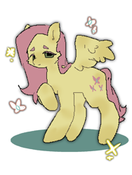 Size: 1080x1440 | Tagged: safe, artist:tianye45478, fluttershy, pegasus, pony, g4, female, mare, pink hair, pixel art, simple background, smiling, solo, white background, wings, yellow coat