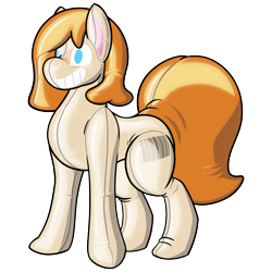 Size: 2300x2300 | Tagged: safe, artist:toonvasion, oc, oc only, oc:copper moon, inflatable pony, pony, barcode, bean mouth, grin, inanimate tf, inflatable, seams, simple background, smiling, solo, transformation, transparent background