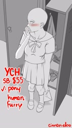 Size: 1700x3000 | Tagged: safe, artist:xcinnamon-twistx, anthro, clothes, commission, confession, holiday, letter, lockers, love letter, sailor uniform, school uniform, uniform, valentine, valentine's day, your character here