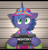 Size: 991x1038 | Tagged: safe, artist:higglytownhero, oc, oc only, oc:nightsky, pony, unicorn, badge, barbie, barbie (film), barbie mugshot meme, beard, bust, clothes, con badge, eye clipping through hair, facial hair, half body, hat, holding, jacket, looking at you, male, meme, mugshot, nervous, portal, scared, shirt, solo, stallion, sweat, sweatdrop, t-shirt, visor, wristband