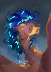 Size: 2480x3508 | Tagged: safe, artist:kisullkaart, pegasus, pony, abstract background, bust, female, gift art, mare, portrait, signature, solo, spread wings, wings
