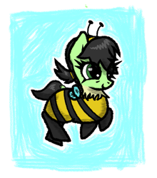 Size: 743x843 | Tagged: safe, artist:scandianon, oc, oc only, oc:filly anon, bee pony, original species, pony, cute, female, filly, foal, passepartout, solo