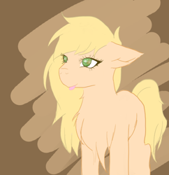 Size: 548x566 | Tagged: safe, artist:crickenchicken, oc, pony, :p, blonde, chest fluff, cute, digital art, green eyes, newbie artist training grounds, orange pony, practice drawing, tongue out