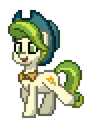 Size: 180x248 | Tagged: safe, pistachio, earth pony, pony, pony town, g4, animated, hat, male, neckerchief, pixel art, simple background, solo, sprite, stallion, transparent background, trotting