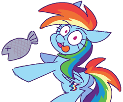 Size: 606x500 | Tagged: safe, artist:threetwotwo32232, rainbow dash, fish, pegasus, pony, g4, butt, female, looking at you, mare, plot, simple background, solo, transparent background, x eyes