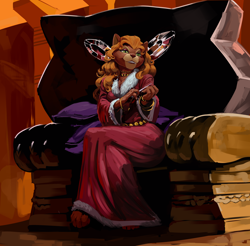 Size: 4192x4130 | Tagged: source needed, safe, artist:kelkessel, catrina, abyssinian, cat, equestria at war mod, g1, antagonist, eyeshadow, female, jewelry, makeup, solo, throne