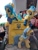 Size: 640x853 | Tagged: artist needed, safe, oc, oc only, earth pony, pegasus, pony, clothes, cyrillic, earth pony oc, flag, irl, nation ponies, pegasus oc, photo, plushie, ponified, socks, striped socks, tryzub, ukraine, ukrainian