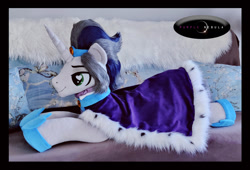 Size: 1280x869 | Tagged: safe, artist:purplenebulastudios, king sombra, pony, unicorn, g4, good king sombra, irl, lying down, male, photo, plushie, prone, solo, stallion