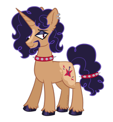 Size: 2400x2587 | Tagged: safe, artist:pink-pone, oc, oc:hardtack, pony, unicorn, choker, high res, male, simple background, solo, spiked choker, stallion, transparent background