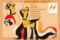 Size: 7662x5080 | Tagged: safe, artist:lightning bolty, oc, oc:lightning bolty, alicorn, alicorn oc, black insides, concave belly, cutie mark, female, folded wings, gradient horn, horn, horn markings, large wings, long horn, long legs, long mane, long tail, long tongue, looking at camera, mare, multicolored hair, multicolored tail, open mouth, reference sheet, simple background, slender, smug smile, sternocleidomastoid, tail, tailmouth, tall, thin, tongue out, unshorn fetlocks, wings