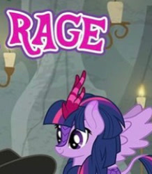 Size: 232x266 | Tagged: safe, gameloft, twilight sparkle, alicorn, kirin, pony, winged kirin, g4, my little pony: magic princess, cropped, female, happy, imminent nirik, kirin twilight, meme, rage, solo, text, wings, wow! glimmer