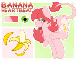 Size: 2500x2000 | Tagged: safe, artist:euspuche, oc, oc:banana heartbeat, donkey, earth pony, banana, female, food, high res, looking at you, open mouth, raba-pony, reference sheet, smiling, solo, tongue out