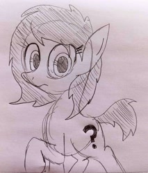 Size: 2457x2880 | Tagged: safe, artist:dhm, oc, oc:filly anon, pony, cute, female, filly, high res, looking at you, monochrome, sketch, solo, traditional art