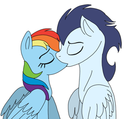 Size: 761x720 | Tagged: safe, artist:dasher666, artist:neonspirit17, edit, rainbow dash, soarin', pegasus, pony, g4, female, kiss on the lips, kissing, male, ship:soarindash, shipping, simple background, straight, white background