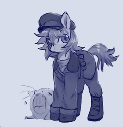 Size: 756x781 | Tagged: safe, artist:g4bby, earth pony, pony, boots, clothes, crossover, hat, shoes, simple background, solo