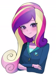 Size: 1218x1624 | Tagged: safe, artist:m09160, dean cadance, princess cadance, human, equestria girls, g4, clothes, crossed arms, looking at you, simple background, smiling, solo, white background