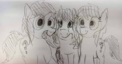 Size: 3909x2078 | Tagged: safe, artist:dhm, oc, oc:filly anon, pony, drawthread, female, filly, high res, monochrome, sketch, smiling, squished, squishy cheeks, traditional art