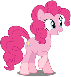 Size: 1372x1486 | Tagged: safe, artist:princessyanderequinn, pinkie pie, earth pony, pony, g4, coat markings, female, grin, mare, raised hoof, redesign, simple background, smiling, socks (coat markings), solo, transparent background