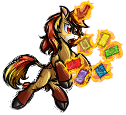 Size: 2736x2508 | Tagged: safe, artist:thescornfulreptilian, oc, oc only, oc:mystic fire, kirin, high res, magic, simple background, solo, spell card, transparent background