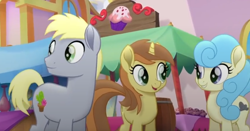 Size: 762x398 | Tagged: safe, screencap, nougat praliné, earth pony, pony, unicorn, g4, my little pony: the movie, background pony, cropped, female, male, mare, stallion, unnamed character, unnamed pony