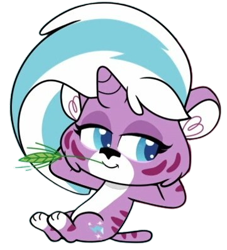 Size: 361x397 | Tagged: safe, edit, edited screencap, editor:luckydog416, screencap, lightning chill, big cat, tiger, g4, g4.5, my little pony: pony life, background removed, horn, simple background, solo, straw in mouth, tigercorn, transparent background