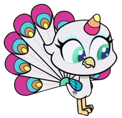 Size: 341x331 | Tagged: safe, edit, edited screencap, editor:luckydog416, screencap, sugar snap, bird, peacock, g4, g4.5, my little pony: pony life, background removed, simple background, solo, transparent background