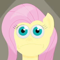 Size: 2048x2048 | Tagged: safe, artist:cosmicwaves35, fluttershy, pegasus, pony, g4, female, flutterstare, looking at you, mare, reference, spongebob reference, spongebob squarepants, stare, watching
