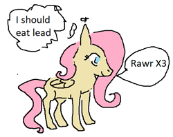 Size: 559x446 | Tagged: safe, anonymous artist, derpibooru exclusive, fluttershy, pegasus, pony, g4, female, ms paint, rawr, shitposting, simple background, smiling, solo, white background