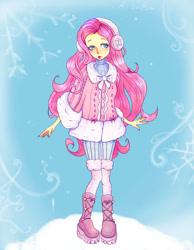 Size: 995x1280 | Tagged: safe, artist:pinkittymeow, fluttershy, human, equestria girls, g4, clothes, female, solo, winter outfit