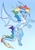 Size: 1423x2048 | Tagged: safe, artist:koffeemilk, part of a set, rainbow dash, dragon, g4, cute, dashabetes, dragoness, dragonified, female, flying, gradient background, open mouth, open smile, rainbow dragon, smiling, solo, species swap, spread wings, wings