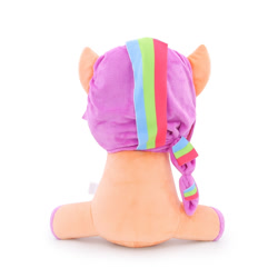 Size: 1024x1024 | Tagged: safe, sunny starscout, earth pony, g5, official, braid, malaysia, mane stripe sunny, merchandise, multicolored hair, philippines, photo, plushie, rainbow hair, simple background, singapore, sitting, solo, thailand, toy, white background