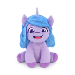 Size: 1024x1024 | Tagged: safe, izzy moonbow, unicorn, g5, official, chibi, front view, irl, looking at you, malaysia, merchandise, philippines, photo, plushie, simple background, singapore, sitting, smiling, smiling at you, solo, thailand, toy, white background