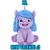 Size: 500x500 | Tagged: safe, izzy moonbow, pony, unicorn, g5, official, caption, chibi, front view, hi new friend, irl, looking at you, merchandise, photo, plushie, quote, simple background, smiling, smiling at you, solo, text, toy, white background