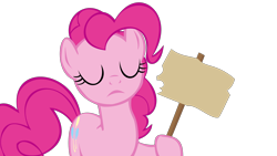 Size: 1920x1080 | Tagged: safe, pinkie pie, earth pony, pony, g4, putting your hoof down, blank, female, sign, simple background, solo, template, transparent background