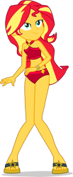 Size: 1882x4573 | Tagged: safe, alternate version, artist:dustinwatsongkx, color edit, edit, sunset shimmer, human, equestria girls, g4, my little pony equestria girls: better together, bare shoulders, bikini, bikini bottom, clothes, colored, feet, female, red bikini, red swimsuit, sandals, simple background, sleeveless, solo, sunset shimmer swimsuit, sunset shimmer's beach shorts swimsuit, swimsuit, transparent background, vector