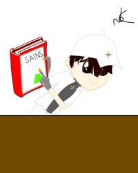 Size: 1080x1350 | Tagged: artist needed, source needed, safe, edit, human, equestria girls, g4, boboiboy, boboiboy solar, book, cap, clothes, gloves, hat, malaysian, pointing, science, simple background, white background