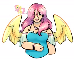 Size: 1613x1298 | Tagged: safe, artist:aziralover, fluttershy, human, g4, human coloration, humanized, light skin, simple background, solo, white background