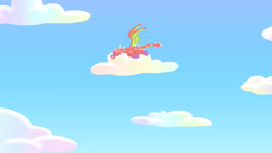 Size: 3072x1727 | Tagged: safe, screencap, dragon, cake dragon, g5, my little pony: tell your tale, spoiler:g5, spoiler:my little pony: tell your tale, spoiler:tyts02e03, cake, flying, food, solo, spread wings, wings