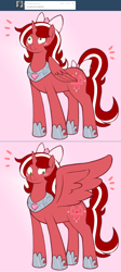 Size: 1280x2866 | Tagged: safe, artist:redintravenous, oc, oc:red ribbon, alicorn, pony, unicorn, ask red ribbon, alicornified, bow, female, hair bow, mare, race swap, solo, tail, tail bow