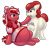 Size: 1280x1219 | Tagged: safe, artist:defenceless, oc, oc only, oc:defenceless, oc:red ribbon, earth pony, pony, unicorn, ask red ribbon, abdominal bulge, bow, cake, chubby, clothes, dress, earth pony oc, fat, feeding, female, food, hair bow, horn, mare, pregnant, ribbon, simple background, transparent background, unicorn oc