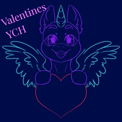 Size: 2000x2000 | Tagged: safe, artist:dankpegasista, oc, alicorn, pony, advertisement, commission, eyebrows, feathered wings, font, happy, heart, high res, jpg, looking at you, rough sketch, sketch, smiling, smiling at you, solo, spread wings, sternocleidomastoid, wings, ych sketch, your character here