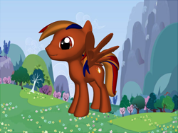 Size: 1200x900 | Tagged: safe, oc, oc only, oc:flame the fire horse, pegasus, 3d, 3d model, 3d pony creator, flower, original character do not steal, scenery