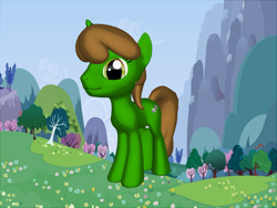 Size: 1200x900 | Tagged: safe, oc, oc only, oc:lucky double dice, unicorn, 3d, 3d model, 3d pony creator, flower, original character do not steal, scenery, solo